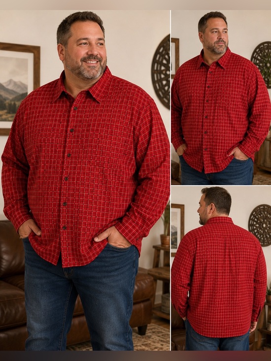 Cutter & Buck Other - Cutter & Buck Red Plaid Light Flannel Big & Tall Man Button Down Shirt- size 4XT